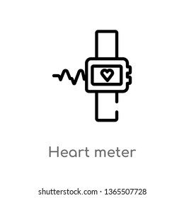 outline heart meter vector icon. isolated black simple line element illustration from measurement concept. editable vector stroke heart meter icon on white background