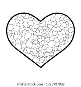 Die Umrisslinie eines Herzens auf weißem Hintergrund, Doodle-Abbildung