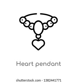 outline heart pendant vector icon. isolated black simple line element illustration from fashion concept. editable vector stroke heart pendant icon on white background