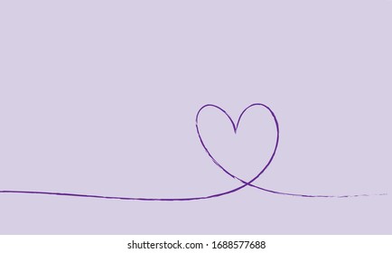outline heart postcard pink background. Heart love card with copy space. Minimalistic romantic drawing poster.