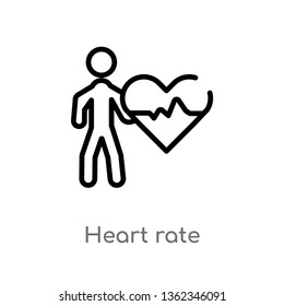 outline heart rate vector icon. isolated black simple line element illustration from activities concept. editable vector stroke heart rate icon on white background
