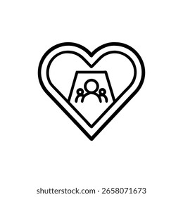 Contorno de forma de corazón que contiene figuras abstractas dentro de un marco de amor familia