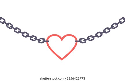 Contorno forma del corazón fijada por cadenas.