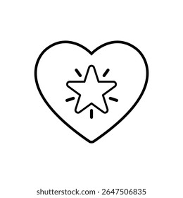 Outline heart with a shining star, symbolizing love, excellence, or a cherished favorite.