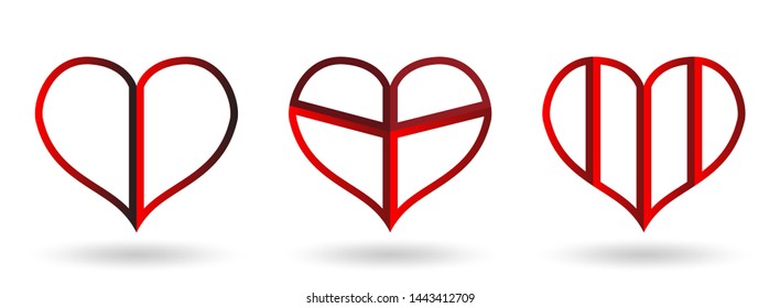Outline heart vector icon design on a white background.Outline love emblem.Graphic design in the concept of love.Vector love symbol for Valentine's Day.Vector illustration.