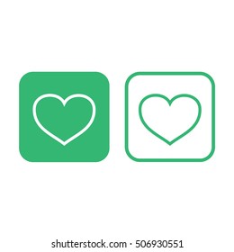 Outline heart vector icon. Green and white