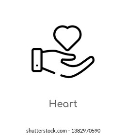 outline heart vector icon. isolated black simple line element illustration from hands and gestures concept. editable vector stroke heart icon on white background