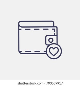 Outline heart wallet valentines day icon illustration isolated vector sign symbol