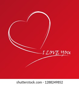 outline of the heart and the words I Love you. Congratulations on Valentine's day