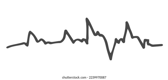 Outline heartbeat icon isolated on white, medicine sign, sketch vector stock illustration