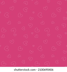 Outline hearts seamless pattern on pink background. Love romantic theme. Valentines Day. Vector illustration.
