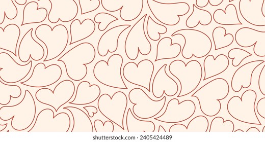 Outline hearts seamless pattern. Valentine's day, love concept. Vector illustration on isolated background for paper, cover, gift wrap, notebook, greeting card