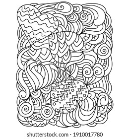 Outline hearts and weaves, zen coloring page for Valentine's day illustration for creativity