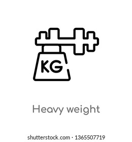 outline heavy weight vector icon. isolated black simple line element illustration from measurement concept. editable vector stroke heavy weight icon on white background