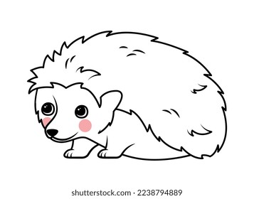 Contorno al concepto de cobertura. Encantador y adorable habitante del bosque. Mamífero con espinas, vida silvestre y fauna. Elemento gráfico para imprimir en tela de estilo minimalista. Dibujo vectorial plano de dibujos animados
