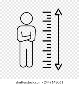 outline height vector icon. black simple line element illustration from user interface concept. editable vector stroke height icon on transparent  background. Vector illustration. Eps file 133.