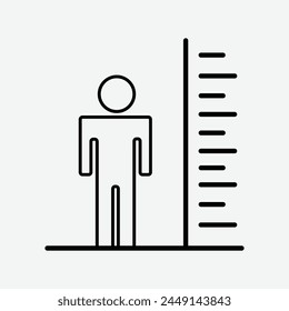 outline height vector icon. isolated black simple line element illustration from user interface concept. editable vector stroke height icon on grey background. Vector illustration. Eps file 122. 