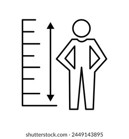 outline height vector icon. isolated black simple line element illustration from user interface concept. editable vector stroke height icon on white background. Vector illustration. Eps file 131.