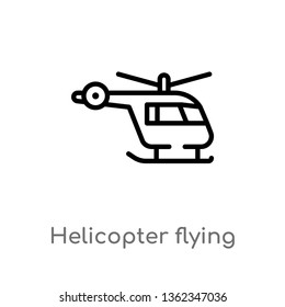 Outline Helicopter Flying Vector Icon Isolated Stock Vector (Royalty ...