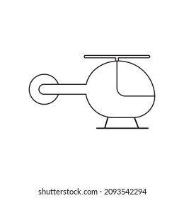 Outline helicopter icon. Silhouette symbol. Air transport. Linear art. Modern design. Vector illustration. Stock image. 