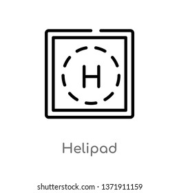 outline helipad vector icon. isolated black simple line element illustration from alert concept. editable vector stroke helipad icon on white background