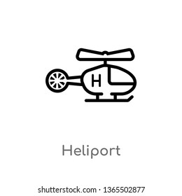 outline heliport vector icon. isolated black simple line element illustration from medical concept. editable vector stroke heliport icon on white background