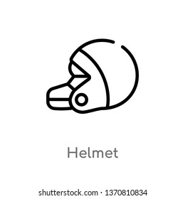 outline helmet vector icon. isolated black simple line element illustration from american football concept. editable vector stroke helmet icon on white background