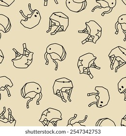 Outline Helmet Vector Seamless Pattern illustration for Print, Wallpaper, Decoration.