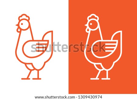 Outline hen icon. Chicken linear logo.