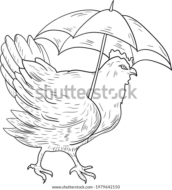 Pattern Print Farm Chicken Hen Foldable Umbrella