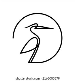 Outline  Heron Bird Logo Design Vector Template Illustrations