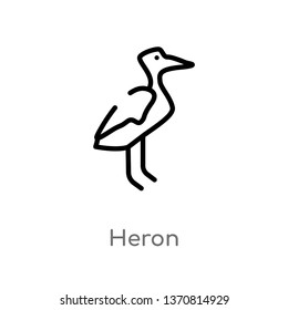 outline heron vector icon. isolated black simple line element illustration from animals concept. editable vector stroke heron icon on white background