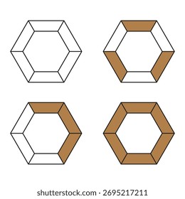 Contornar elemento hexágono. Forma geométrica de favo de mel. Vetor de estrutura de célula simples. Projeto de módulo abstrato. EPS 10.