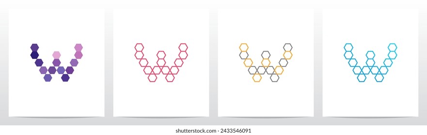 Outline Hexagon Initial Letter Logo Design W