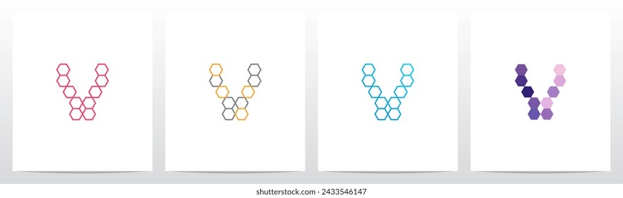 Outline Hexagon Initial Letter Logo Design V