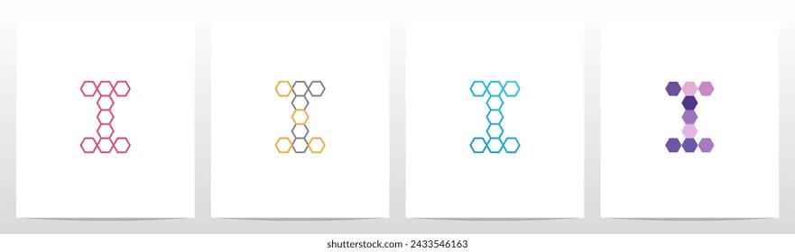 Outline Hexagon Initial Letter Logo Design I