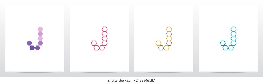 Contorno Hexágono Letra inicial Logo Design J