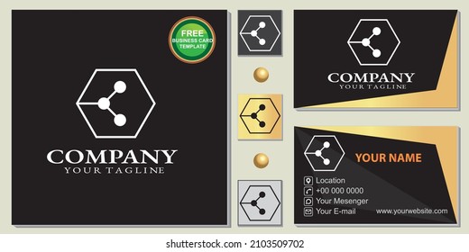 outline hexagon technology logo, simple, free premium business card template vector eps 10
