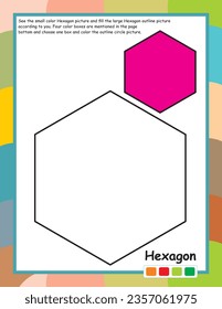 Outline Hexagon vector practice for kids and school children