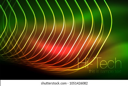 Outline hexagons, glowing geometric shapes, digital techno abstract background, vector illustration