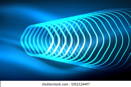 Outline hexagons, glowing geometric shapes, digital techno abstract background, vector illustration