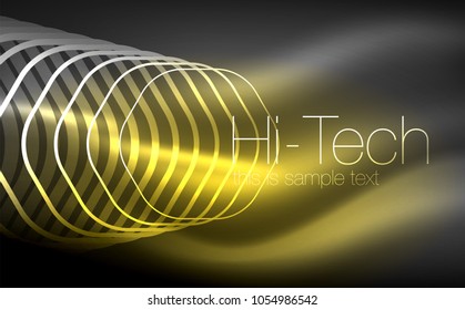 Hexagones de contorno, formas geométricas brillantes, fondo abstracto digital tecno, ilustración vectorial