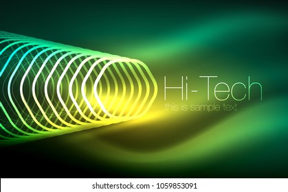Hexágonos contornos, formas geométricas brilhantes, fundo abstrato techno digital, ilustração vetorial