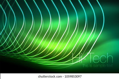 Outline hexagons, glowing geometric shapes, digital techno abstract background, vector illustration