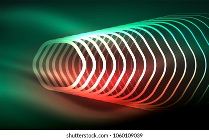 Outline hexagons, glowing geometric shapes, digital techno abstract background, vector illustration