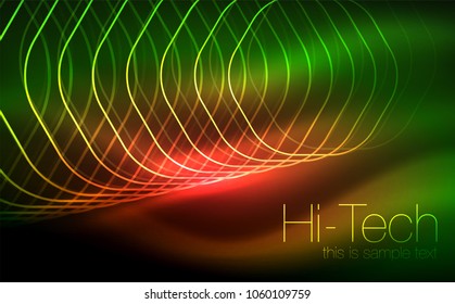 Hexagones de contorno, formas geométricas brillantes, fondo abstracto digital tecno, ilustración vectorial