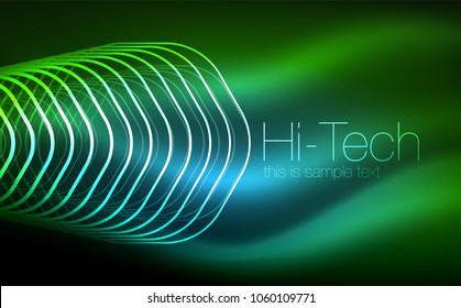 Outline hexagons, glowing geometric shapes, digital techno abstract background, vector illustration