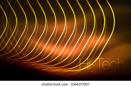 Outline hexagons, glowing geometric shapes, digital techno abstract background, vector illustration