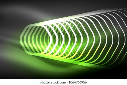 Outline hexagons, glowing geometric shapes, digital techno abstract background, vector illustration