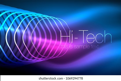 Hexágonos contornos, formas geométricas brilhantes, fundo abstrato techno digital, ilustração vetorial